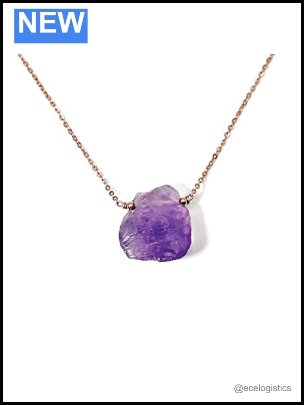 Natural Amethyst Pendant Necklace 14K Rose Gold Plated Sterling Silver